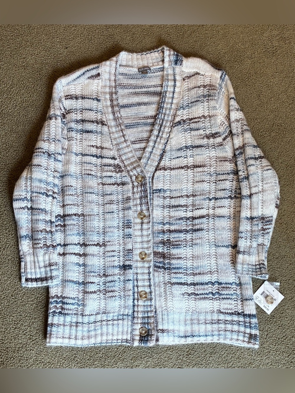 Falls Creek Cardigan Womens L/XL Button Up Sweater Chunky Knit V-Neck NWT